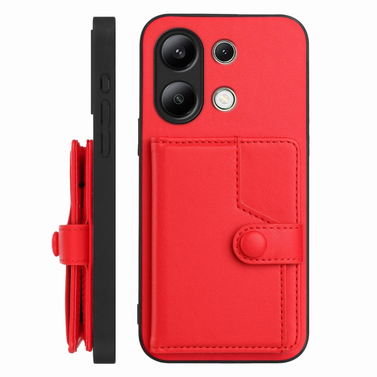 For Redmi Note 13 4G Global Button Card Bag RFID Anti-theft Phone Case