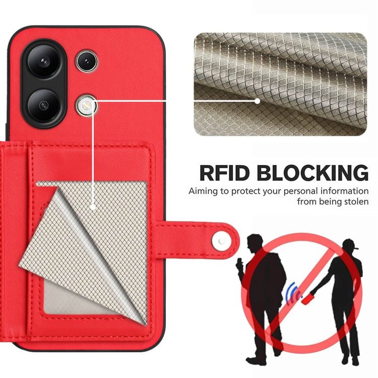 For Redmi Note 13 4G Global Button Card Bag RFID Anti-theft Phone Case