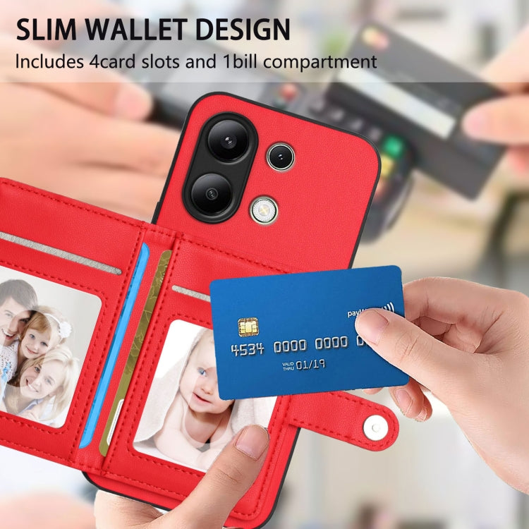 For Redmi Note 13 4G Global Button Card Bag RFID Anti-theft Phone Case
