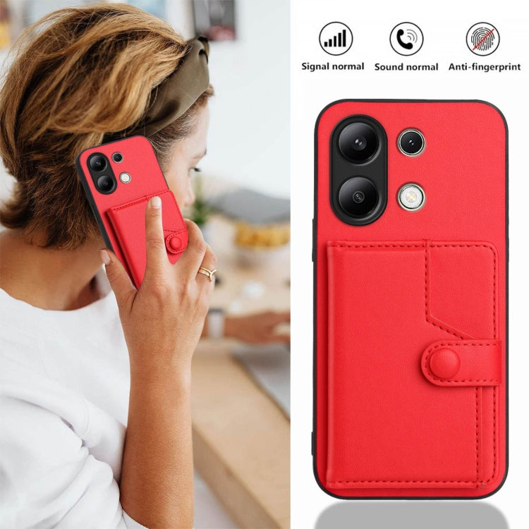 For Redmi Note 13 4G Global Button Card Bag RFID Anti-theft Phone Case