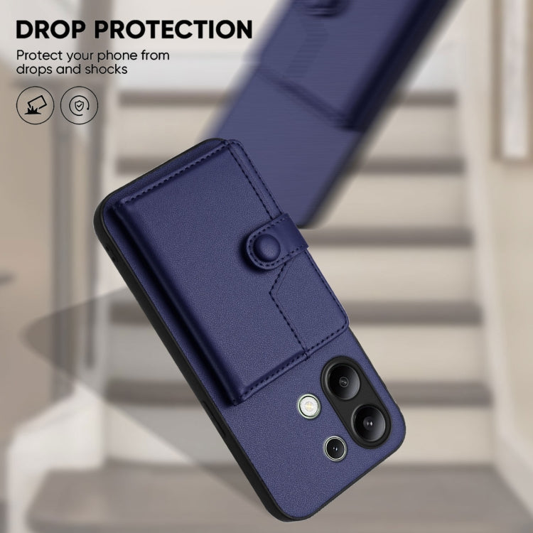 For Redmi Note 13 4G Global Button Card Bag RFID Anti-theft Phone Case