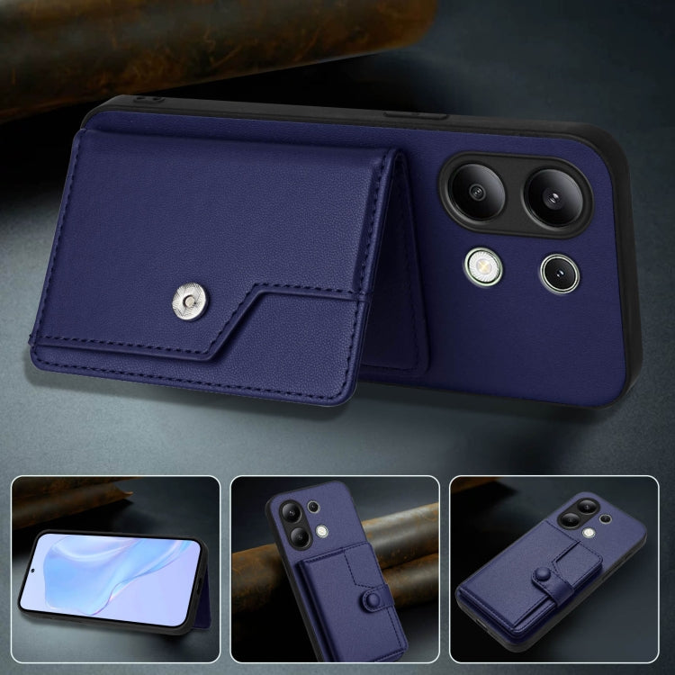 For Redmi Note 13 4G Global Button Card Bag RFID Anti-theft Phone Case