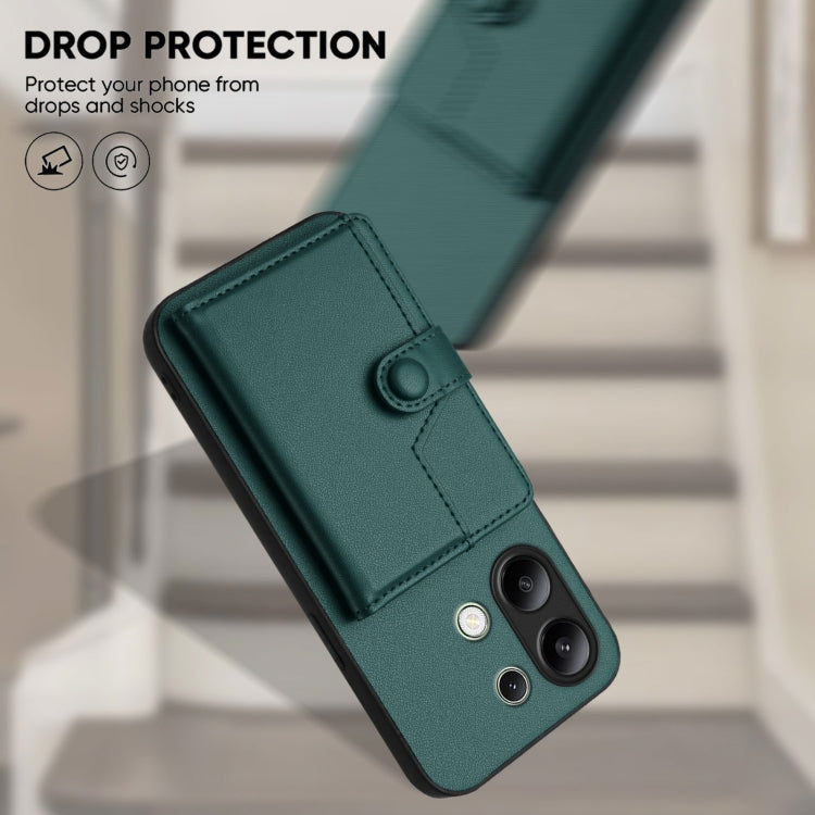 For Redmi Note 13 4G Global Button Card Bag RFID Anti-theft Phone Case
