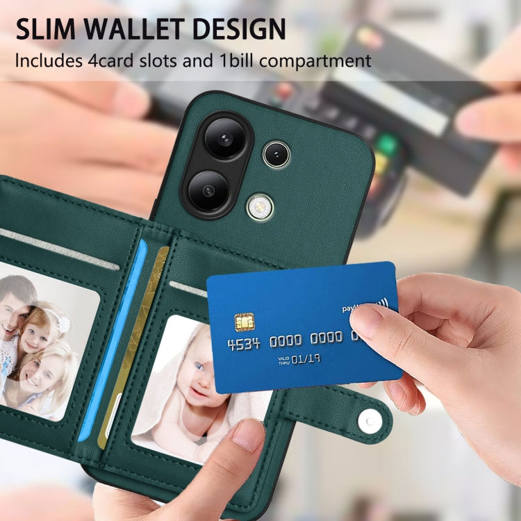 For Redmi Note 13 4G Global Button Card Bag RFID Anti-theft Phone Case