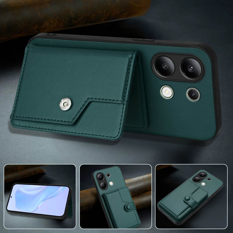 For Redmi Note 13 4G Global Button Card Bag RFID Anti-theft Phone Case
