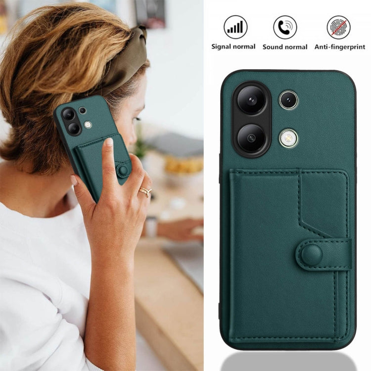 For Redmi Note 13 4G Global Button Card Bag RFID Anti-theft Phone Case