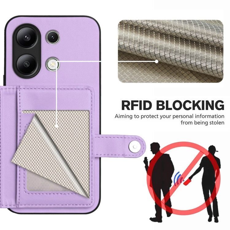 For Redmi Note 13 4G Global Button Card Bag RFID Anti-theft Phone Case