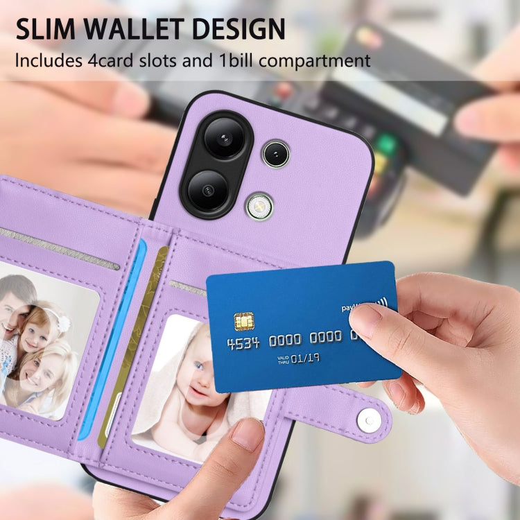 For Redmi Note 13 4G Global Button Card Bag RFID Anti-theft Phone Case