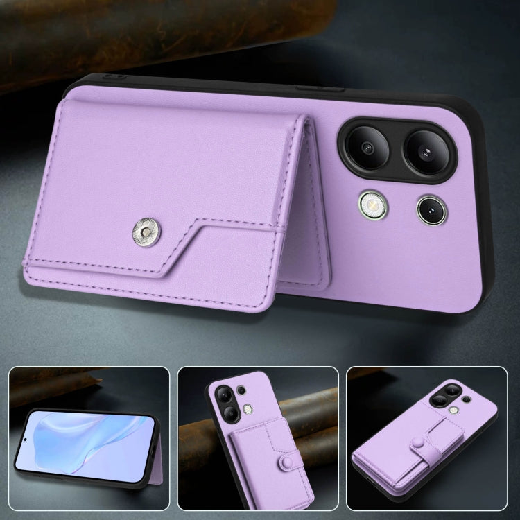 For Redmi Note 13 4G Global Button Card Bag RFID Anti-theft Phone Case