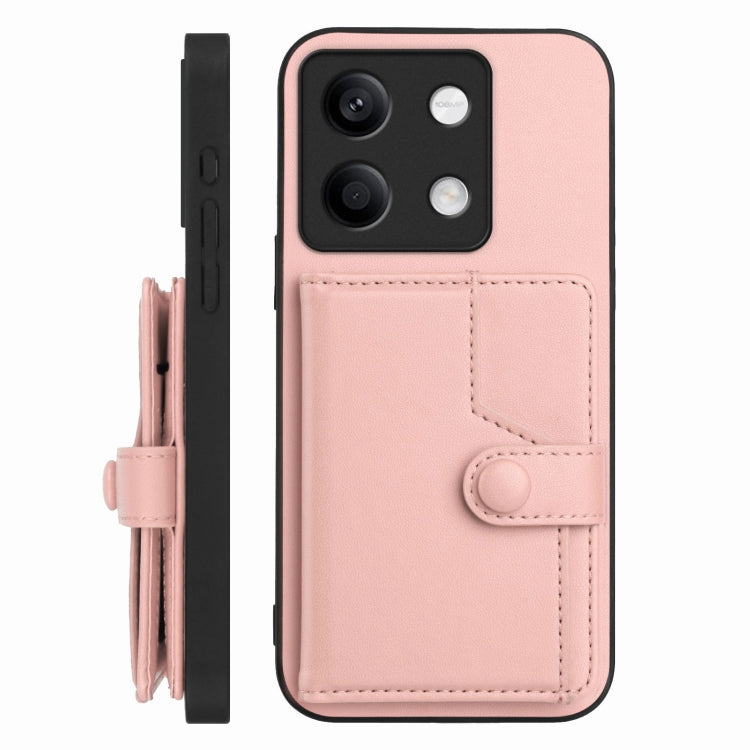 For Redmi Note 13 5G Button Card Bag RFID Anti-theft Phone Case