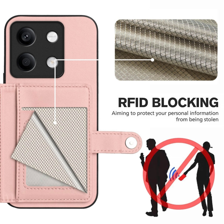 For Redmi Note 13 5G Button Card Bag RFID Anti-theft Phone Case