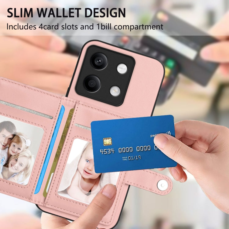 For Redmi Note 13 5G Button Card Bag RFID Anti-theft Phone Case