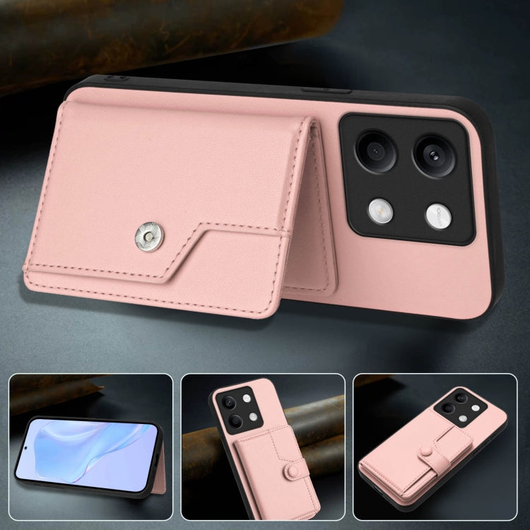 For Redmi Note 13 5G Button Card Bag RFID Anti-theft Phone Case