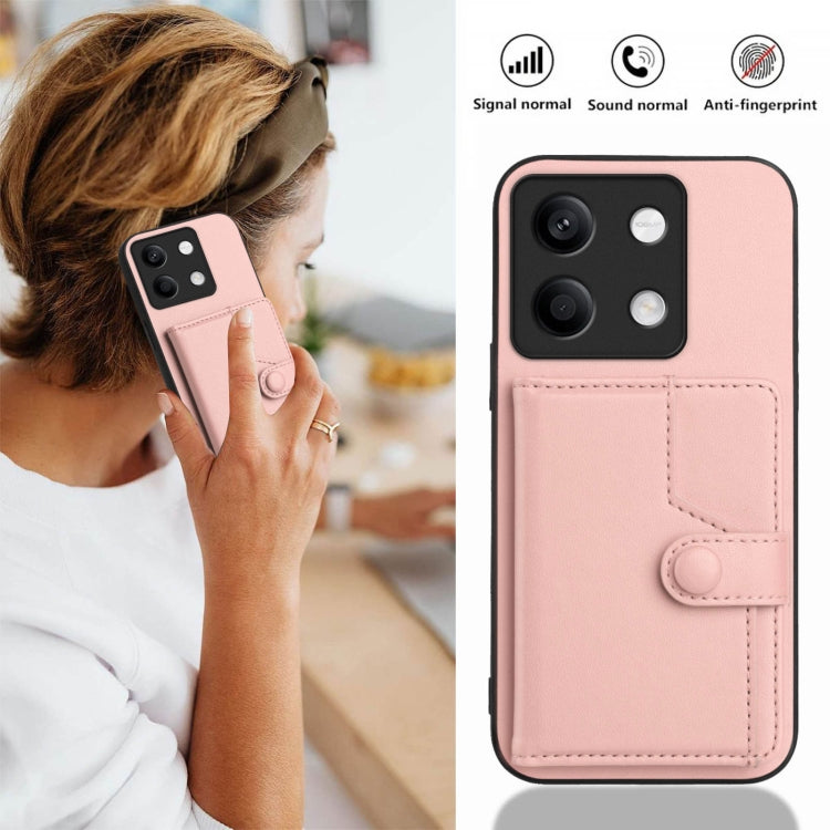For Redmi Note 13 5G Button Card Bag RFID Anti-theft Phone Case