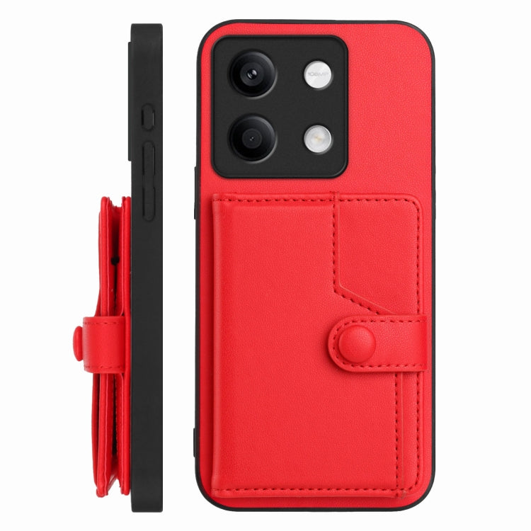 For Redmi Note 13 5G Button Card Bag RFID Anti-theft Phone Case