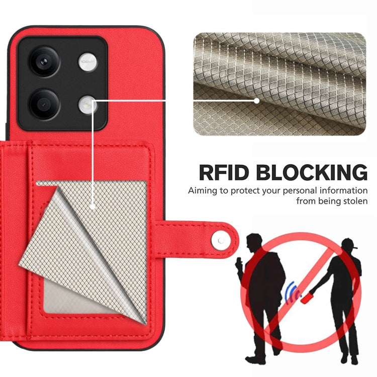 For Redmi Note 13 5G Button Card Bag RFID Anti-theft Phone Case