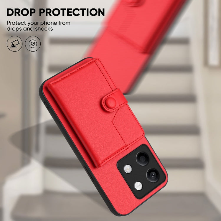 For Redmi Note 13 5G Button Card Bag RFID Anti-theft Phone Case