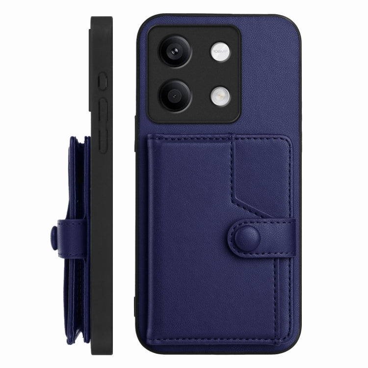 For Redmi Note 13 5G Button Card Bag RFID Anti-theft Phone Case