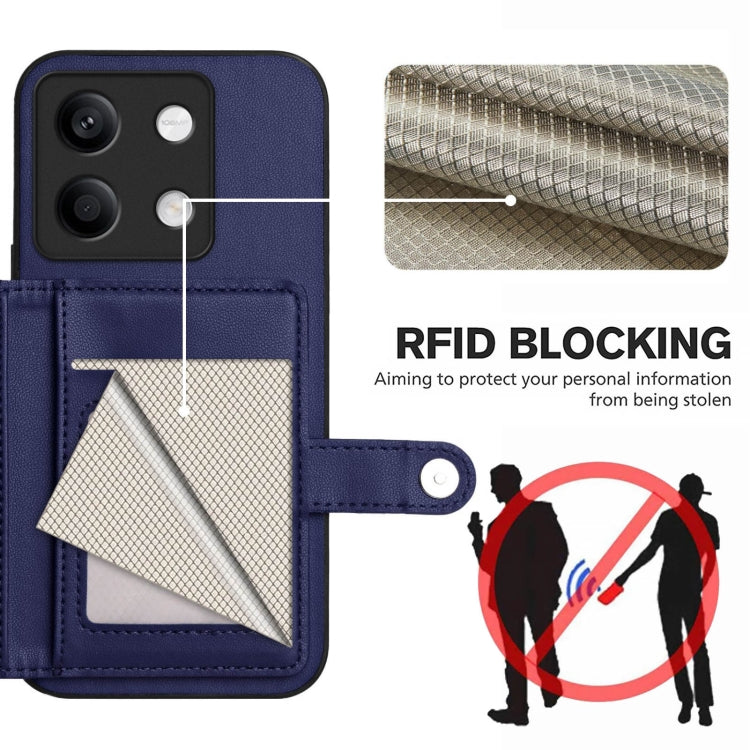For Redmi Note 13 5G Button Card Bag RFID Anti-theft Phone Case
