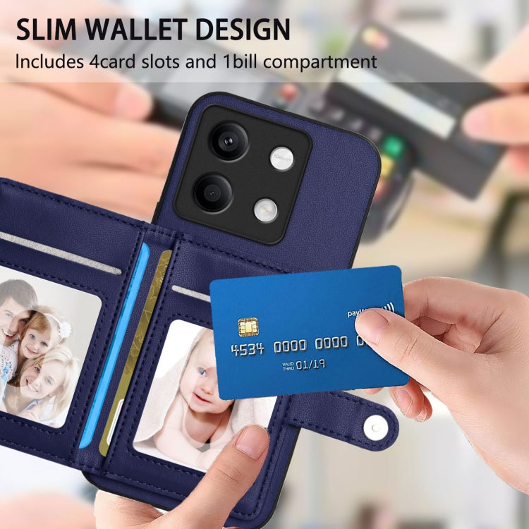 For Redmi Note 13 5G Button Card Bag RFID Anti-theft Phone Case