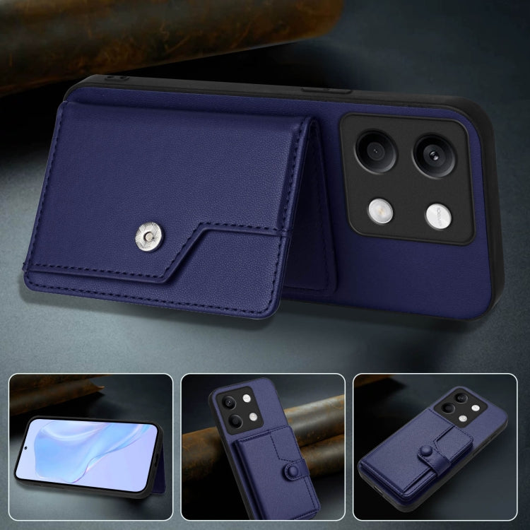 For Redmi Note 13 5G Button Card Bag RFID Anti-theft Phone Case