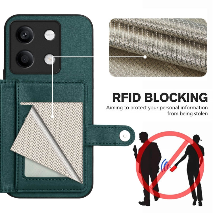 For Redmi Note 13 5G Button Card Bag RFID Anti-theft Phone Case