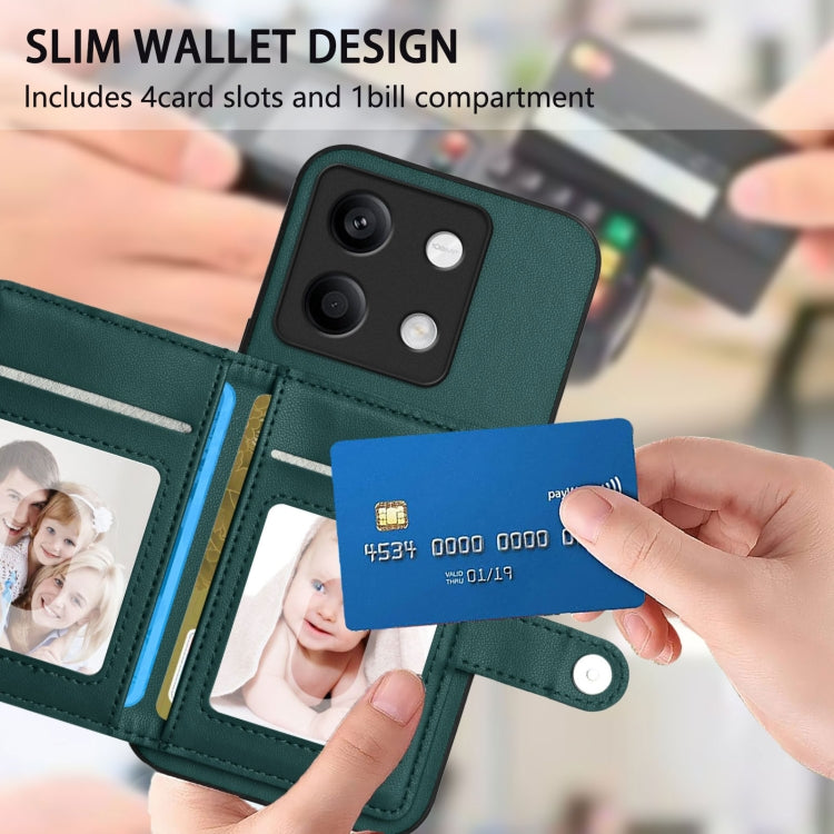 For Redmi Note 13 5G Button Card Bag RFID Anti-theft Phone Case