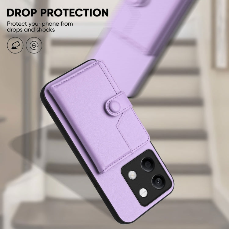 For Redmi Note 13 5G Button Card Bag RFID Anti-theft Phone Case