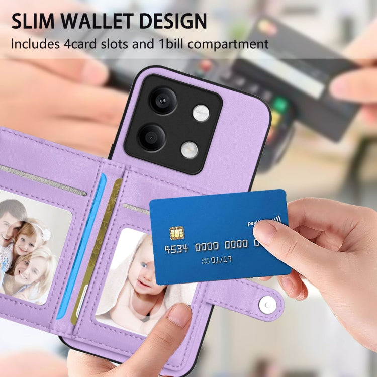 For Redmi Note 13 5G Button Card Bag RFID Anti-theft Phone Case