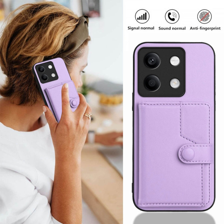 For Redmi Note 13 5G Button Card Bag RFID Anti-theft Phone Case