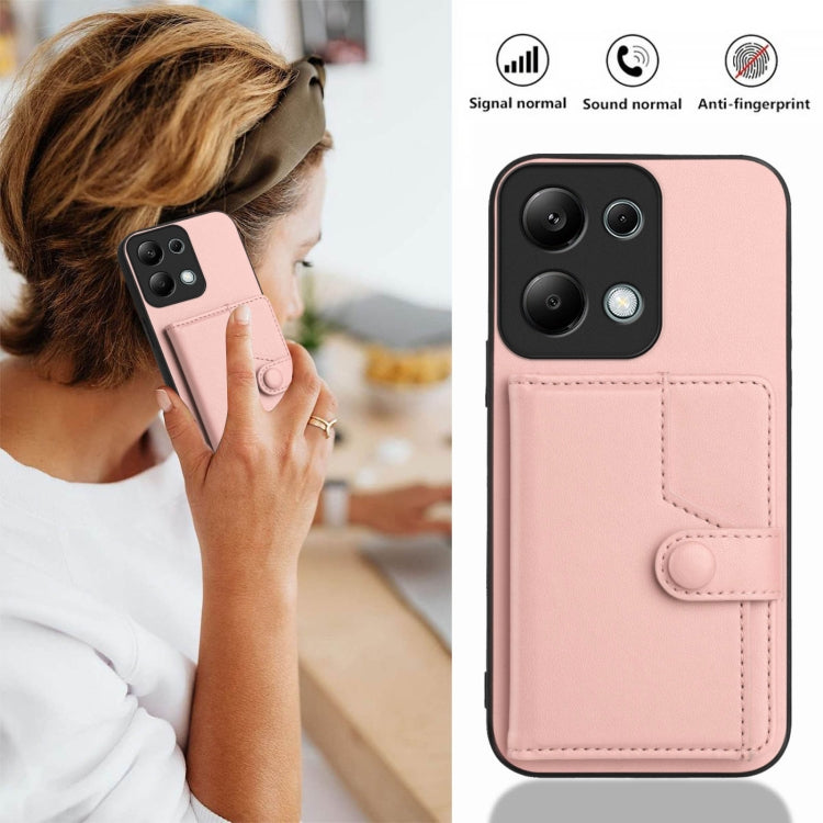 For Redmi Note 13 Pro 4G Global Button Card Bag RFID Anti-theft Phone Case