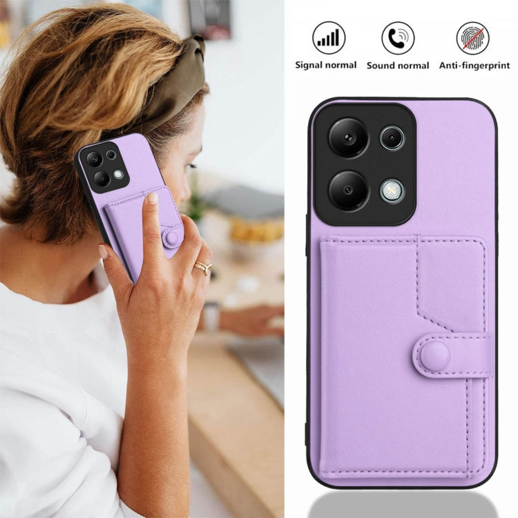 For Redmi Note 13 Pro 4G Global Button Card Bag RFID Anti-theft Phone Case