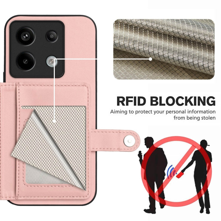 For Redmi Note 13 Pro 5G Button Card Bag RFID Anti-theft Phone Case
