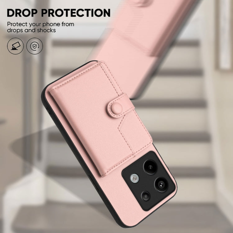 For Redmi Note 13 Pro 5G Button Card Bag RFID Anti-theft Phone Case