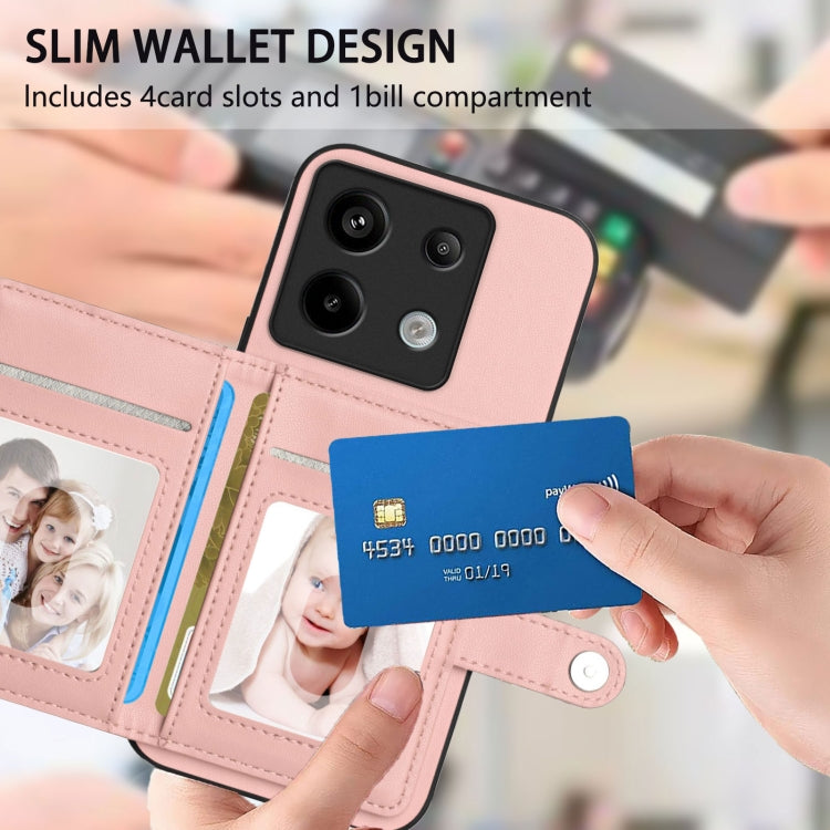 For Redmi Note 13 Pro 5G Button Card Bag RFID Anti-theft Phone Case