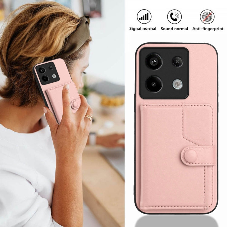 For Redmi Note 13 Pro 5G Button Card Bag RFID Anti-theft Phone Case