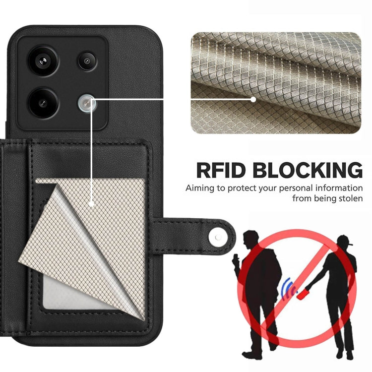 For Redmi Note 13 Pro 5G Button Card Bag RFID Anti-theft Phone Case