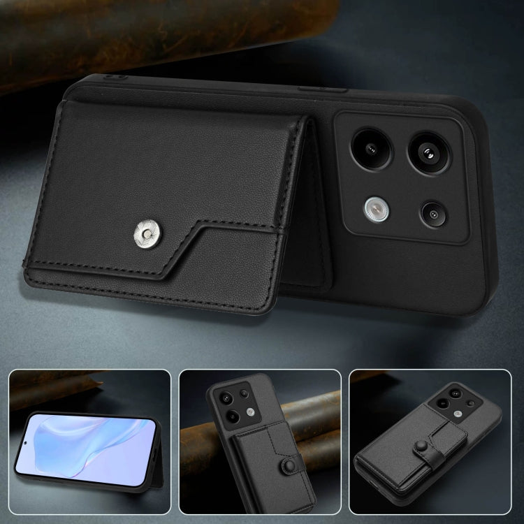 For Redmi Note 13 Pro 5G Button Card Bag RFID Anti-theft Phone Case