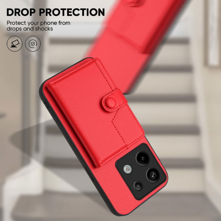 For Redmi Note 13 Pro 5G Button Card Bag RFID Anti-theft Phone Case