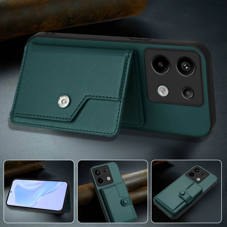 For Redmi Note 13 Pro 5G Button Card Bag RFID Anti-theft Phone Case