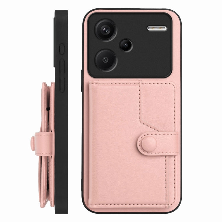 For Redmi Note 13 Pro+ Button Card Bag RFID Anti-theft Phone Case