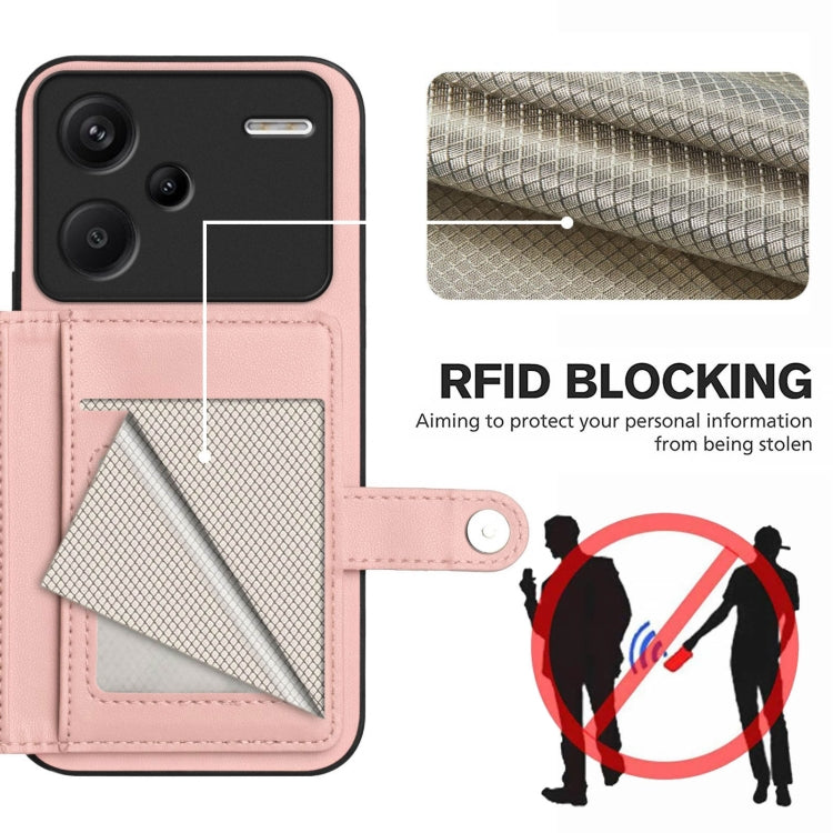 For Redmi Note 13 Pro+ Button Card Bag RFID Anti-theft Phone Case