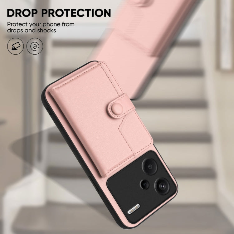 For Redmi Note 13 Pro+ Button Card Bag RFID Anti-theft Phone Case