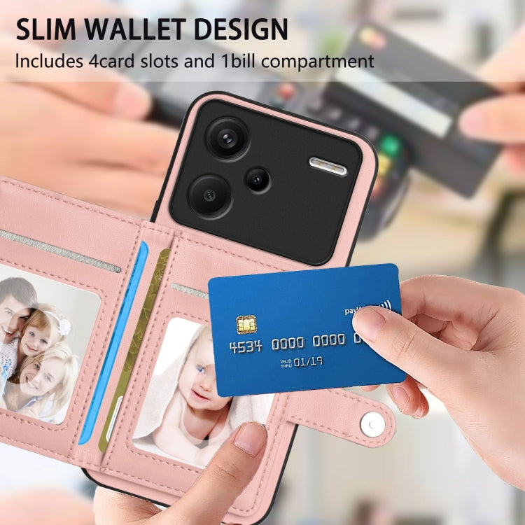 For Redmi Note 13 Pro+ Button Card Bag RFID Anti-theft Phone Case