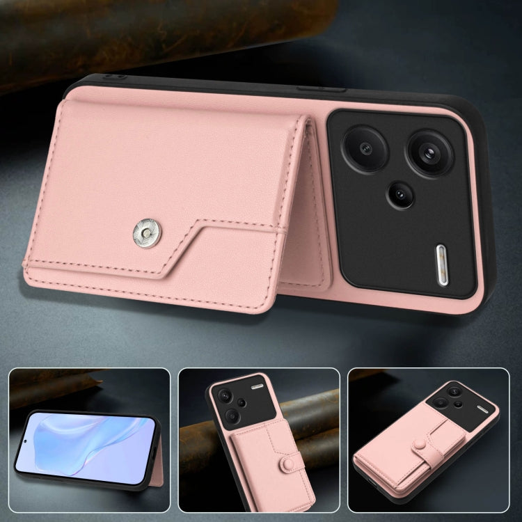 For Redmi Note 13 Pro+ Button Card Bag RFID Anti-theft Phone Case