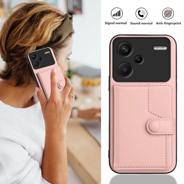 For Redmi Note 13 Pro+ Button Card Bag RFID Anti-theft Phone Case