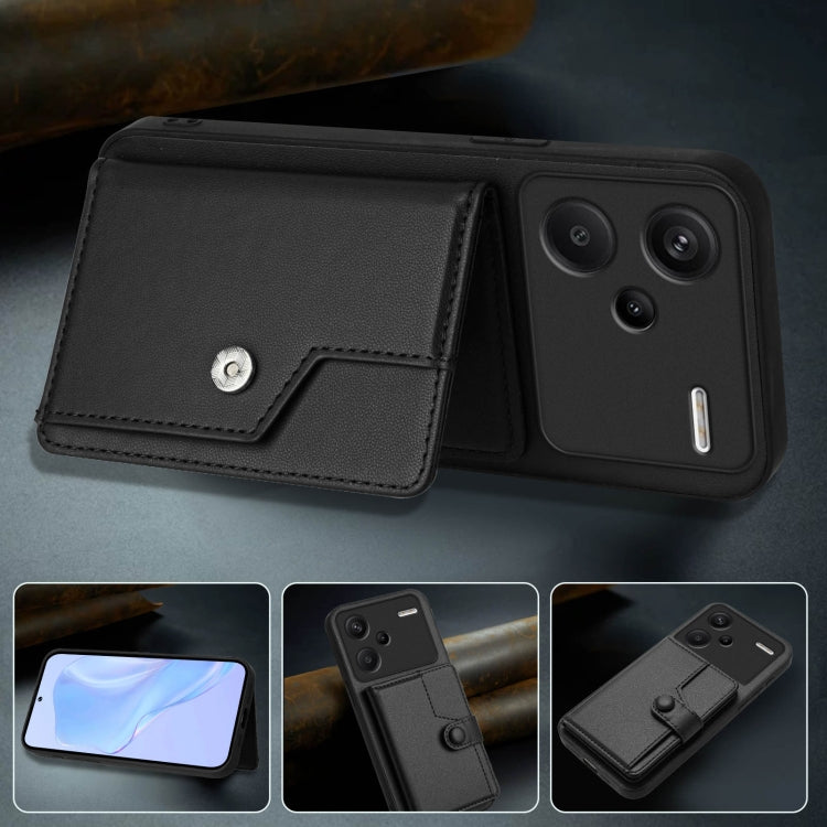 For Redmi Note 13 Pro+ Button Card Bag RFID Anti-theft Phone Case
