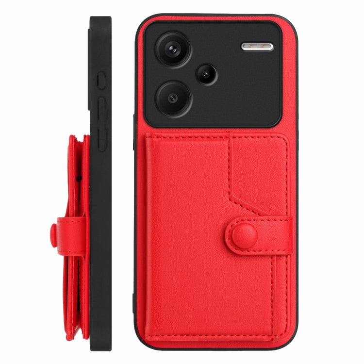 For Redmi Note 13 Pro+ Button Card Bag RFID Anti-theft Phone Case