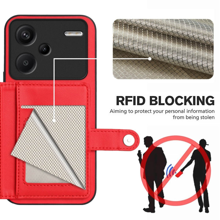 For Redmi Note 13 Pro+ Button Card Bag RFID Anti-theft Phone Case