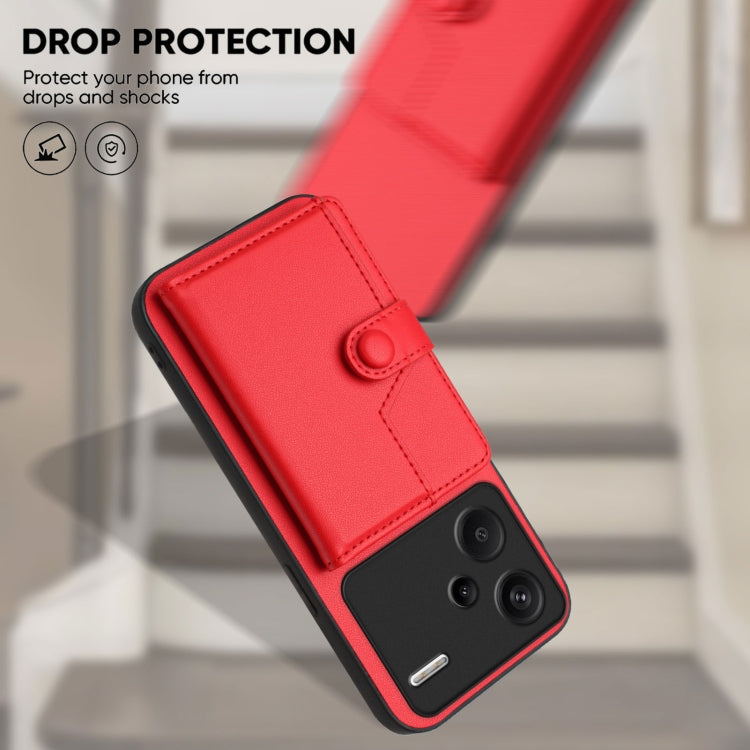 For Redmi Note 13 Pro+ Button Card Bag RFID Anti-theft Phone Case
